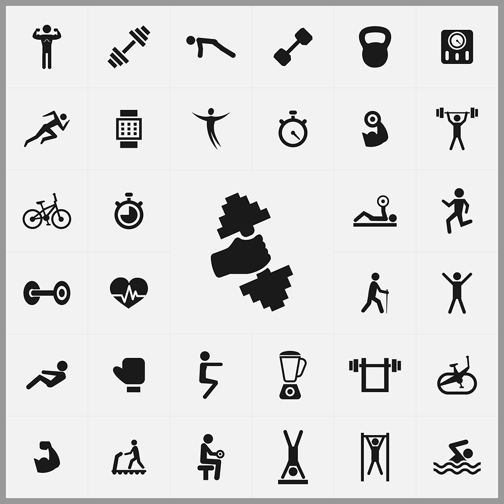 Spor Salonu İkonları 3D Duvar Kağıdı Modeli