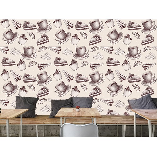 Kahve ve Tatlı Kafe ve Restoran 3D Duvar Kağıdı Kahve ve Tatlı Kafe ve Restoran 3D Duvar Kağıdı