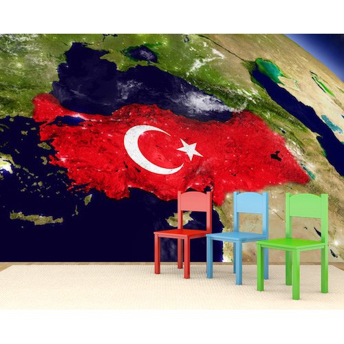Uzaydan Ay Yildiz 3 Boyutlu Duvar Kagidi