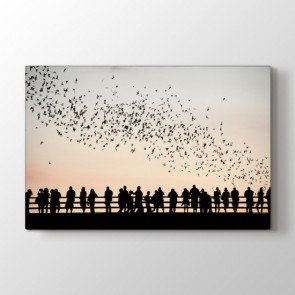 Kuşlar ve İnsanlar - Modern Resimli Kanvas Tablo Modeli