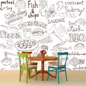 Fast Food Kafe ve Restoran Duvar Kağıdı Modeli