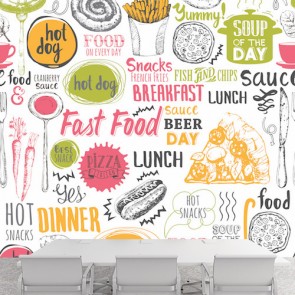 Fast Food Menüsü Kafe ve Restoran Duvar Kağıdı Modeli