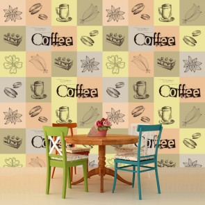 Kahve Kek Uyumu Kafe ve Restoran Duvar Kağıdı Modeli