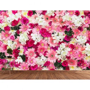 Pembe Çiçek Buketi Çiçek Desenli Duvar Kağıdı Modeli