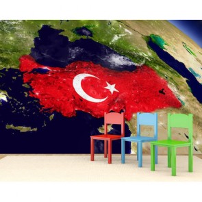 Uzaydan Ay Yıldız 3 Boyutlu Duvar Kağıdı