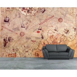 Piri Reis Haritası 3 Boyutlu Resimli Duvar Kağıdı
