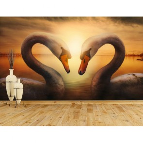 Kuğuların Aşkı 3D Duvar Kağıdı Modeli