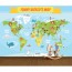 Eğlenceli Dünya Haritası 3 Boyutlu Duvar Kağıdı Uygulama