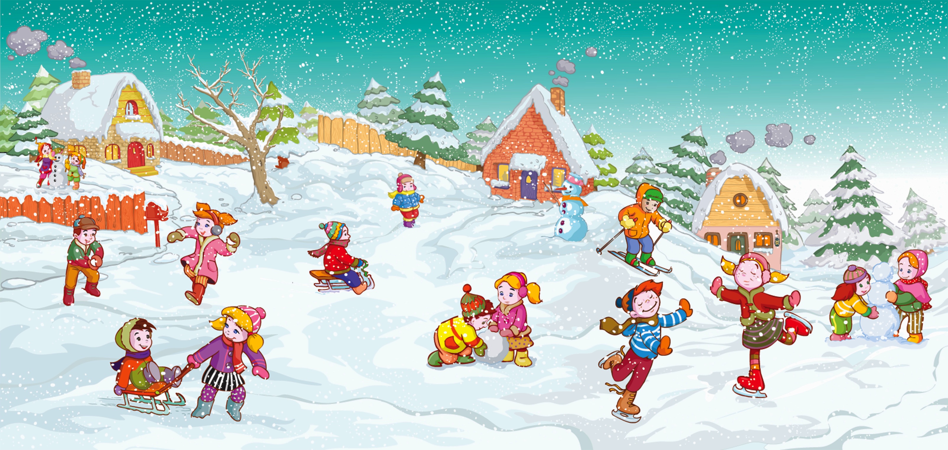 Игры в деревне на улице. Сюжетная картина зимние развлечения. Зимние игры для детей. Зима для детей в детском саду. Зима картинки для детей.
