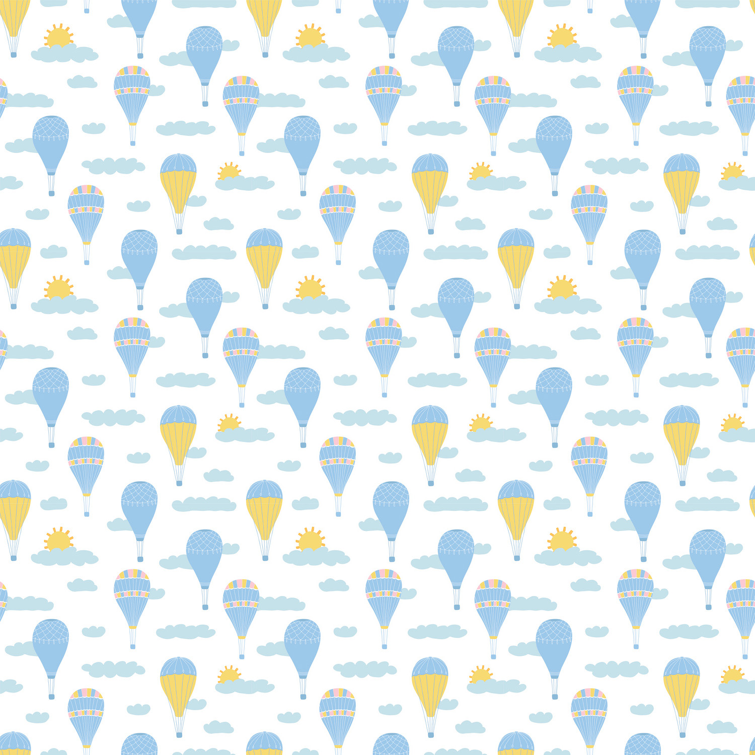 Mavi Balonlar Gökyüzünde - 3D Duvar Kağıdı