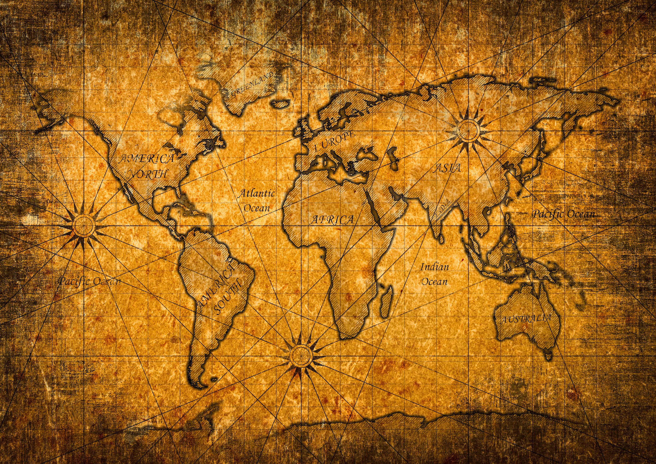 Eski Yüzeyde Dünya Haritası 3 Boyutlu Duvar Kağıdı